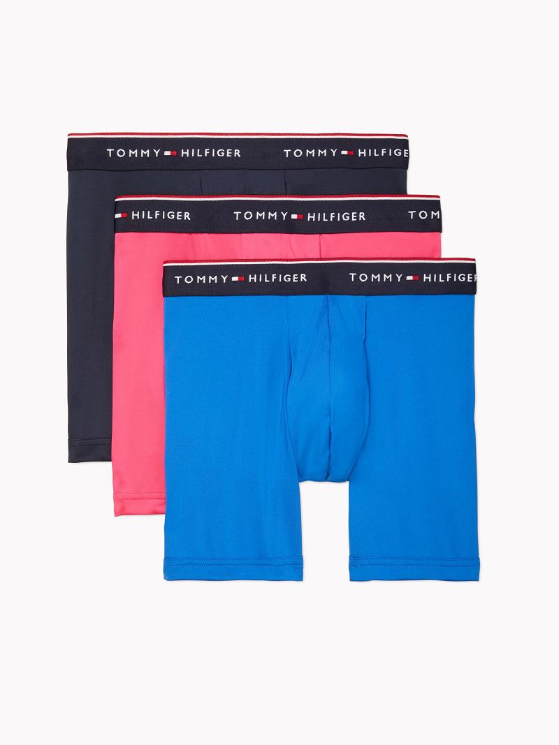 Férfi Tommy Hilfiger Microfiber boxer brief 3pk Boxer Briefs Kék | HU 1388PJJ